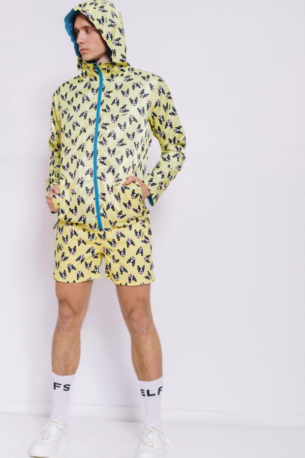 MEN'S WINDBREAKER 2FACE LIGHT BLUE & BOSTON TERRIER