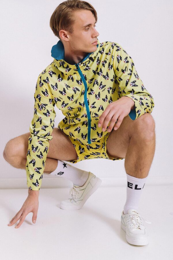 MEN'S WINDBREAKER 2FACE LIGHT BLUE & BOSTON TERRIER