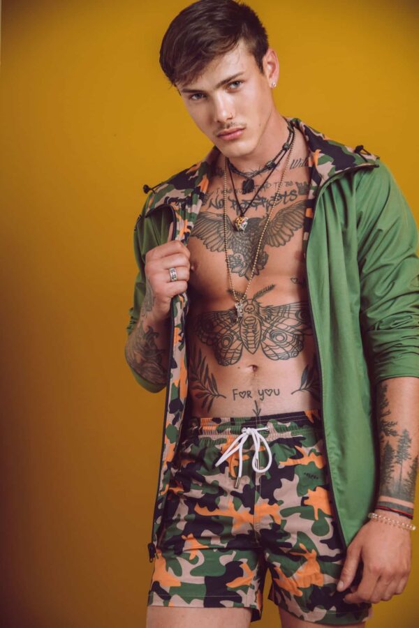 MEN'S WINDBREAKER 2FACE OLIVE GREEN & MILITARY