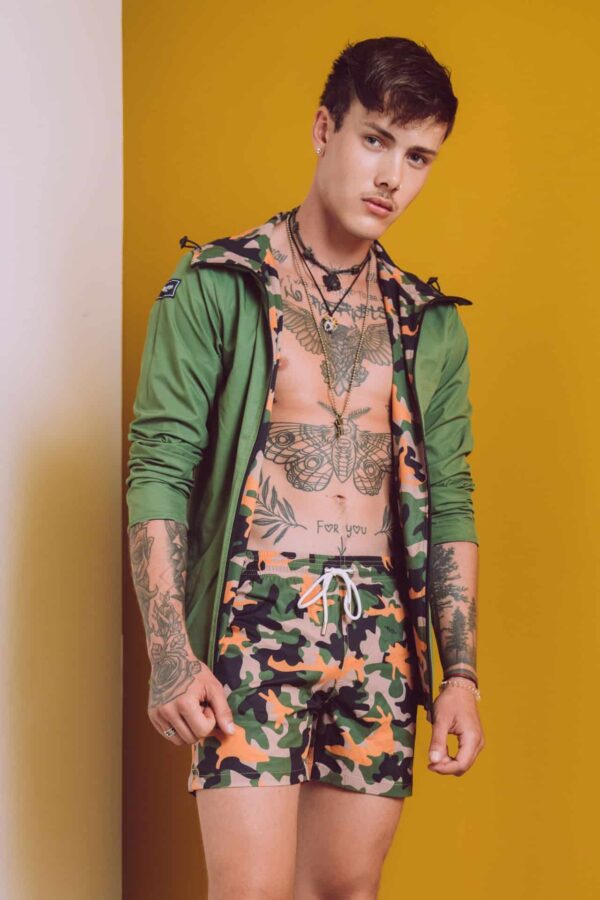 MEN'S WINDBREAKER 2FACE OLIVE GREEN & MILITARY