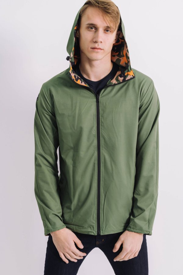 MEN'S WINDBREAKER 2FACE OLIVE GREEN & MILITARY