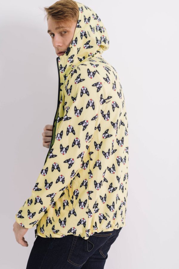 MEN'S WINDBREAKER 2FACE LIGHT BLUE & BOSTON TERRIER