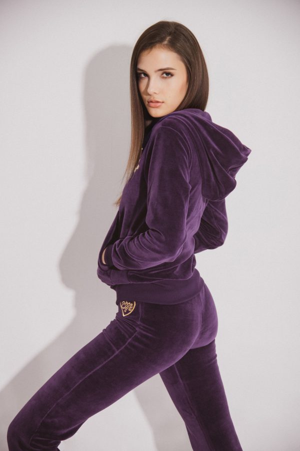 Ženska trenirka PLIŠ TAMNO LJUBIČASTA